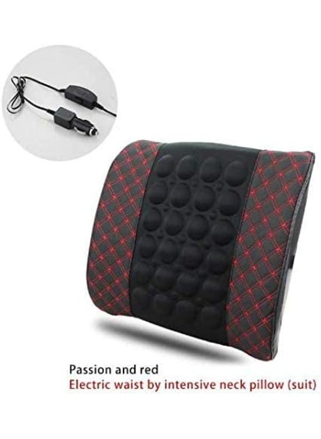 وسادة تدليك كهربائية ودعم لأسفل الظهر من الميموري فوم - مسند ظهر مريح للسيارة وكرسي المكتب والكنبة - وسادة مساج اهتزازية لتقويم العظام وتخفيف الإجهاد - Image 2